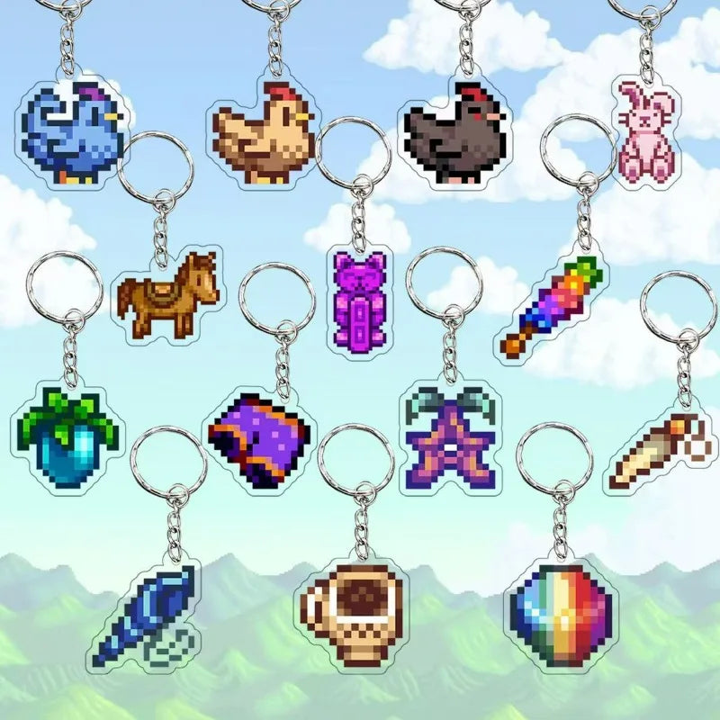 Llaveros Stardew Valley (Set) – Diseño Pixel Art en Acrílico para Fans