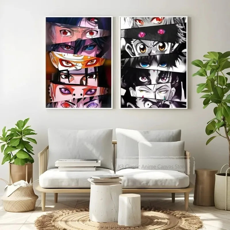 Iconic Anime Eyes Wall Art | Gojo, Sharingan & More