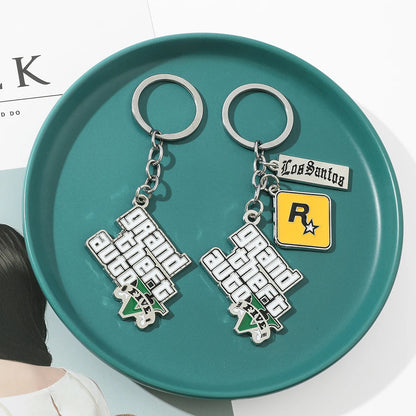 Llavero Grand Theft Auto V – Diseño Metal y Cuero Estilo Premium