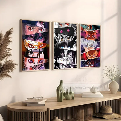Iconic Anime Eyes Wall Art | Gojo, Sharingan & More