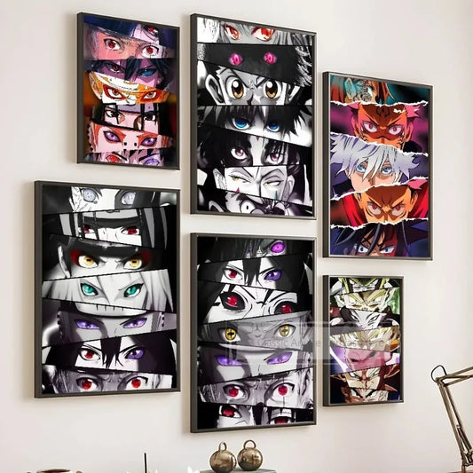 Iconic Anime Eyes Wall Art | Gojo, Sharingan & More