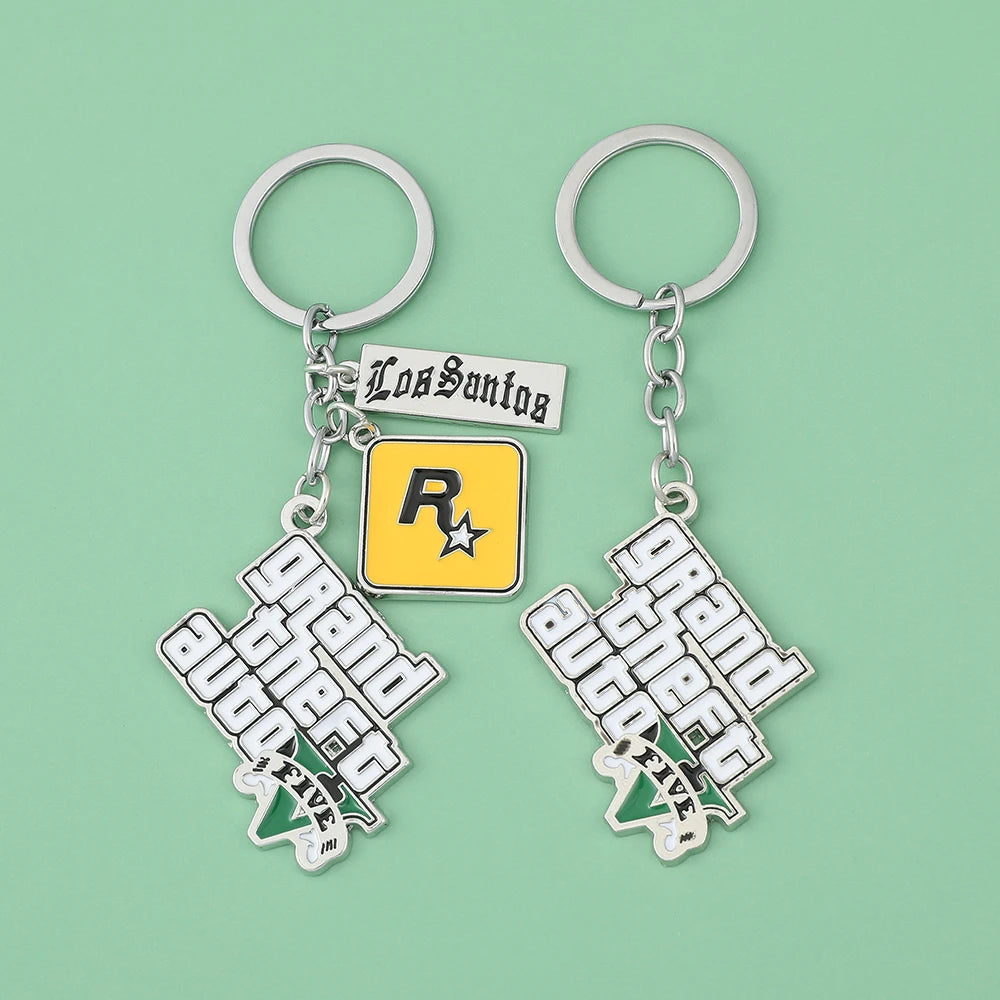 Llavero Grand Theft Auto V – Diseño Metal y Cuero Estilo Premium