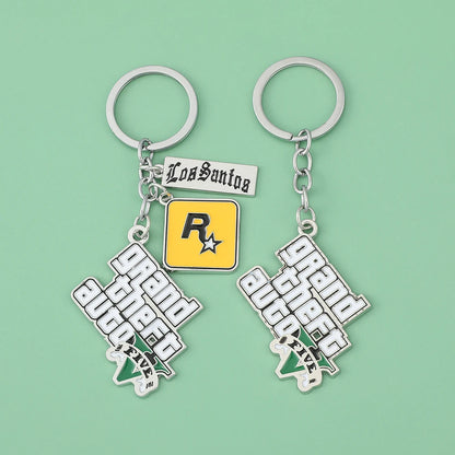 Llavero Grand Theft Auto V – Diseño Metal y Cuero Estilo Premium